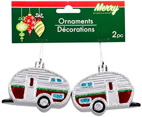 Божиќно украси за излез на топки - висечки орнаменти на камперски украси пластични приколка за приколка со сјајни креативни