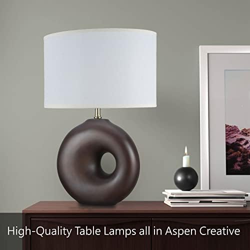 Aspen Creative 40263-09-1, 27 H табела за ламба од бела керамика тело w/никел база, големина: 15 L x 15 W x 27 H, E26 Socket