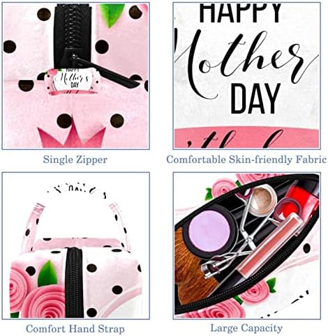 Козметички Кеси За Жени, Чанти Чанти Шминка Организатор Чување Шминка Торба Девојки, Розова Денот На Мајката Црна Полка Точки