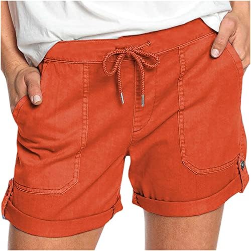 Шорцеви за жени лето 2023 година со џебни шорцеви со високи половини удобни шорцеви на плажа со лесни каузални панталони за