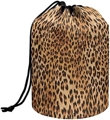 Поклони Торба За Шминка Со Леопард Принт За Жени, Торбичка Со Врвки Со Голем Капацитет Козметичка Торба, Торба За Чување Организатор
