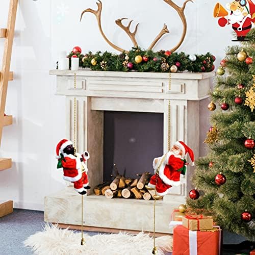 Музичко качување по јаже на Дедо Мраз, Електрична играчка за играчка Божиќна декорација за домашна канцеларија врата, искачување на Божиќниот украс на Дедо Мраз, б?