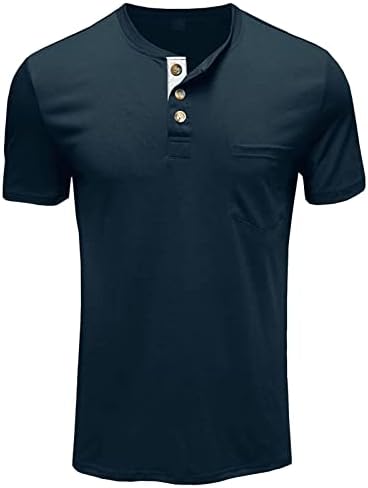 Менс обичен голф без јака за голф суво вклопување на лесни маички со лесен памук џеб краток ракав