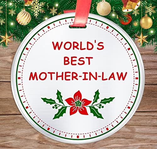 Божиќен украс на Најдобра мајка на закон- благодарност за мајката за благодарност Ви благодариме Идеја за подароци- 3 инчи рамен