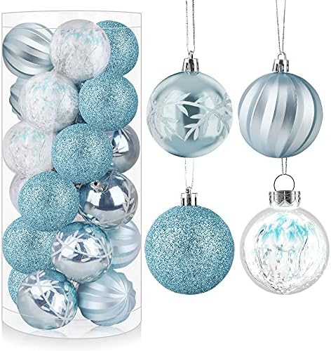 ПИИДУОО божиќни топки украси за Божиќно дрво - Мали украси украси за новогодишни елки, сини топки украс пластика, 2,36 инчи