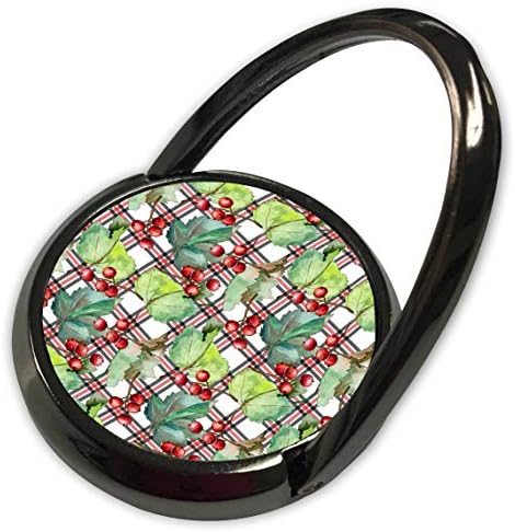 3drose Ана Мари Баг - Божиќ - Убави Божиќни бобинки на црвена и црна карирана шема - Телефонски прстен