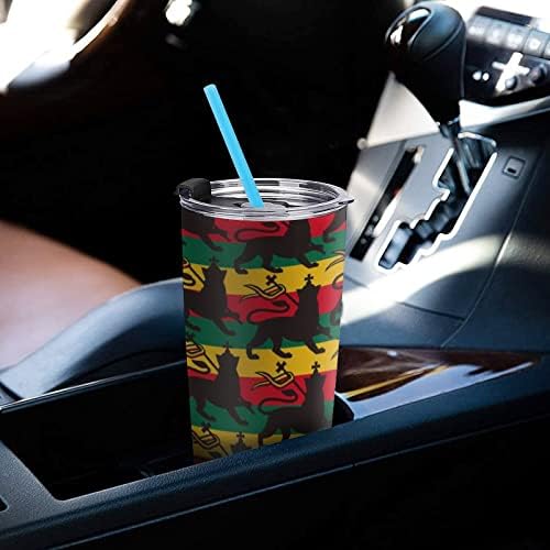 Знамето на растафаријан со лав пластична кригла со патувања со вакуум изолирана кафе чаша издржлив автомобил чаша мода кафе