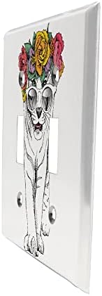 Бела тигар цветна двојна светло прекинувач за прекинувач со 2-банда за декоративна wallидна плоча Електричен излезен капак за