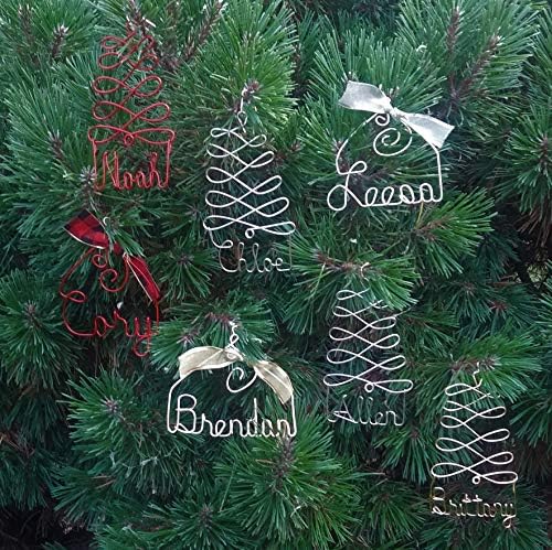 Персонализирана божиќна украс Златно дрво Секое име дизајнирано до 9 букви, ознака за име на подароци, украс за дрво, украсен