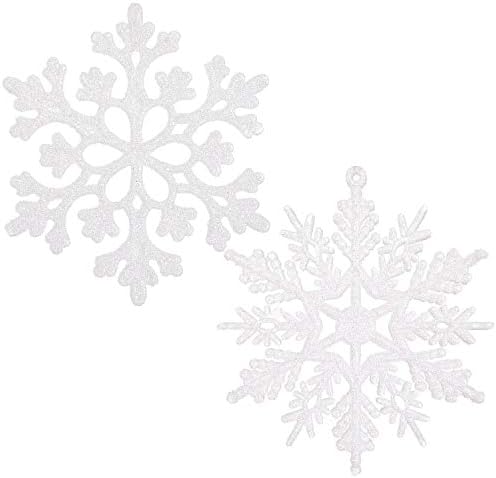 Lvydec 36pcs Божиќни сјајни украси од снегулка, пластични снегулки украси за новогодишни елки за украси за зимски празници,