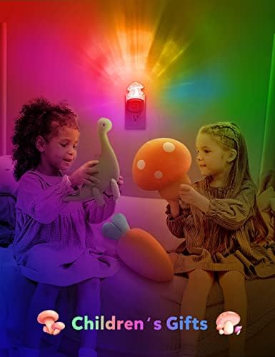 Ноќно Светло За Печурки [2 Пакет], Приклучете светилка, 8 НОЌНИ Светла ЗА Промена НА Бојата ЗА Возрасни Деца Бебе Деца Ноќна