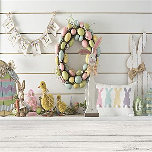 Велигденска фотографија позадина, пролетни цвеќиња, јајца од зајаче, кофа, сив под, се користи за позадина на фотографии, забава