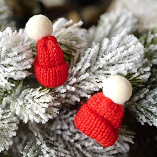 Bestoyard 10 парчиња украси за новогодишна елка Прекрасна мини плетена капаче виси украс за Божиќна занаетчиска уметност