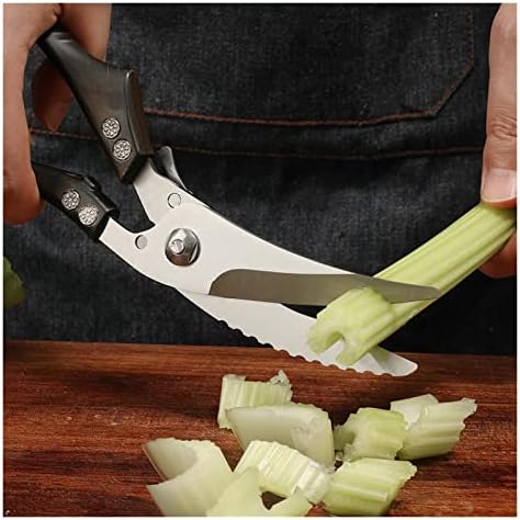 Congeal Wak моќна кујна пилешки коски ножици Ергономска алуминиумска легура рачка кујна ножици со безбедносни ножици за зеленчук