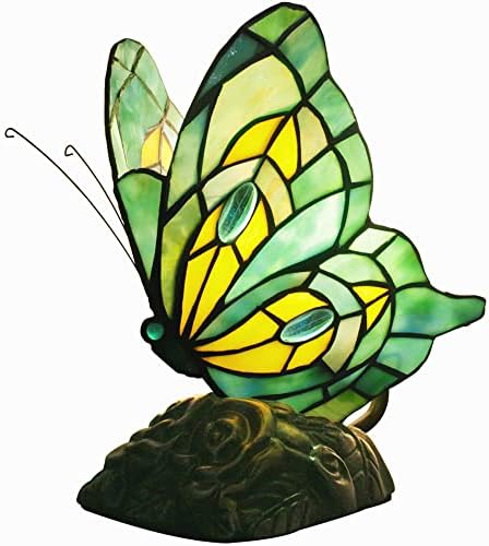 Zjart 10inch Висока мала мала тифани пеперутка во стилот на пеперутка, ламба за стакло сенка мини биро ноќ, ноќна светлина,