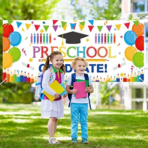 Watinc 2pcs Предучилишна Дипломирање Позадина Банер, Детска Градинка Честитки Дипломирање Класа На 2023 Позадина Декор, Училиште