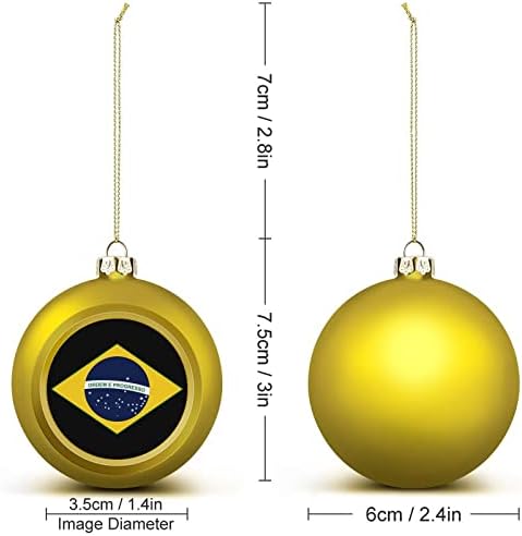 Бразилско знаме Божиќни топки украс за распрскувачки отпорен за привлечност Божиќно дрво што виси декорација