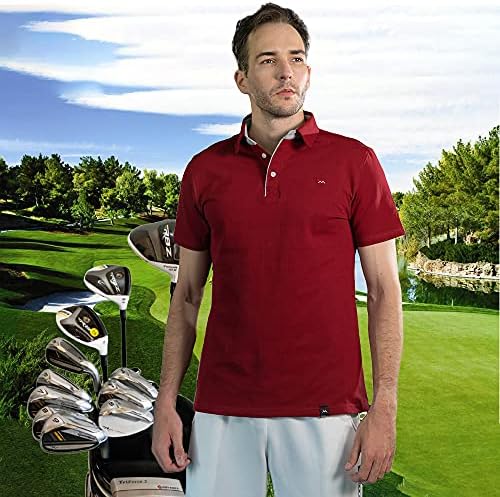 Wolmaxx Машка машка маица за голф Поло, памук, ладно брзо суво активен, голф лесен поло маица кратки ракави