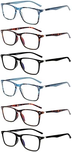 ЏОШУ 6 Пакет Очила За Читање Сина Светлина Блокирање На Компјутерски Читачи Мажи И Жени Очила За Читање