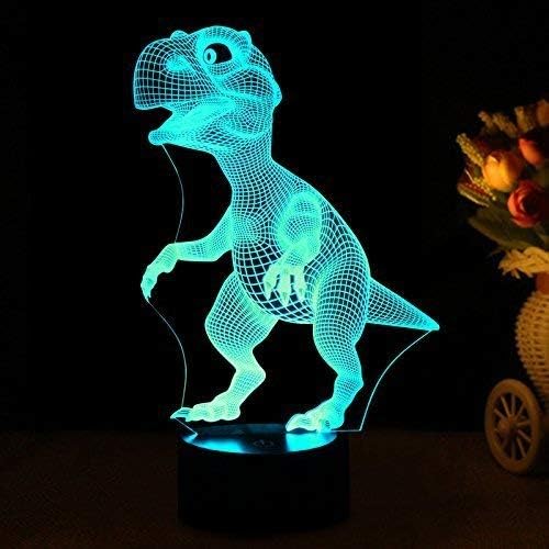 TISCEN 3D илузија ноќна светлина, LED ламби за маса, ноќни светла на диносауруси, 7 бои USB полнење осветлување спална соба