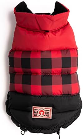 FabDog Colorblock Puffer Cout Red/Tan/Navy 10 “