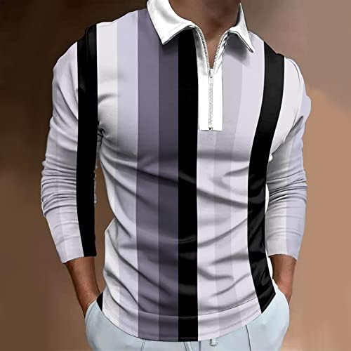 ZDDO 2022 Нови кошули за машка поло, долги ракави 1/4 поштенски до врвови за голф на вратот, шарени крпеници за улична облека,