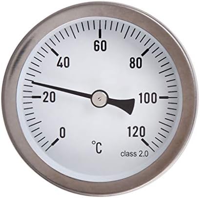 Аналоген термометар на орев, 63мм, хоризонтален термометар ， хоризонтален термометар Алуминиумска температура Индикатор за бирање 0-120 ° C