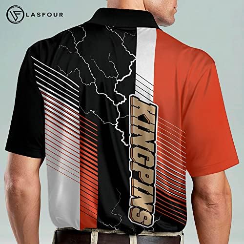 Lasfour Custom Bowling Bowling кошула за мажи, машки поло маичи кратки ракави, смешен тим за куглање поло за мажи
