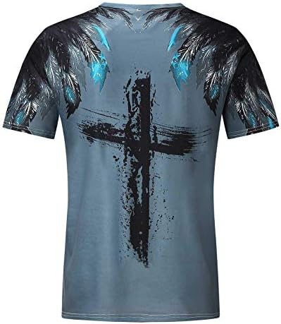 XXBR Машки гроздобер масло за сликање вера Исус крст-печатење обични маици Христови екипаж кошули со кратки ракави со кратки