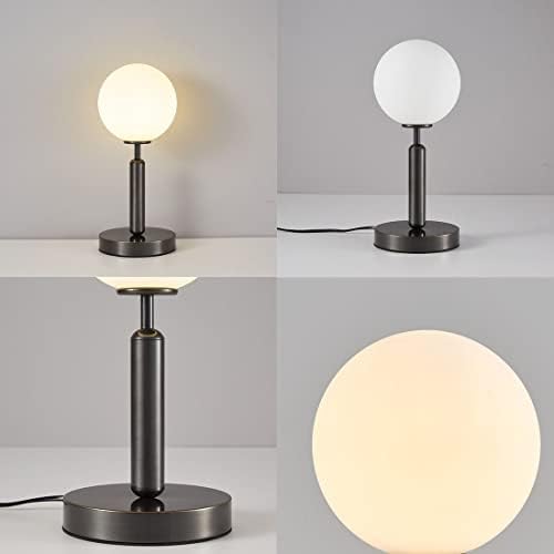Саутас модерна стаклена глобус табела стаклена топка ламба со бело стаклено светло сенка црна четкана месинг биро маса за кревети
