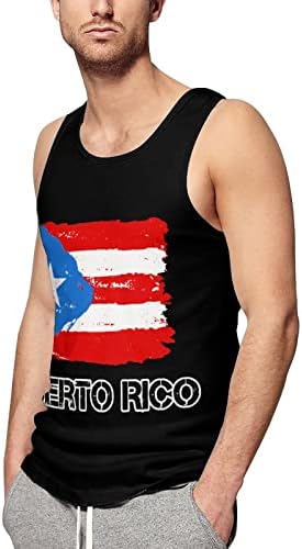 Знаме На Порторико Машки Резервоар Елек Без Ракави Секојдневни Кошули Долна Кошула За Тренингот За Трчање На Плажа