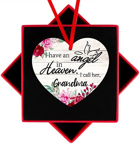 Божиќен украс на Меморијал Сикохом, имам ангел на небото ја нарекувам нејзината баба, 2,7 x 3 Подароци за симпатии за загуба на баба, во memoryубовна меморија на баба за п?